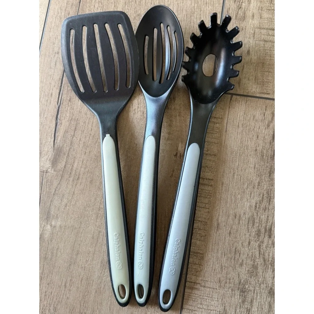 Calphalon Kitchen Utensil Set 3 Piece Slotted Spatula Spoon Pasta Server